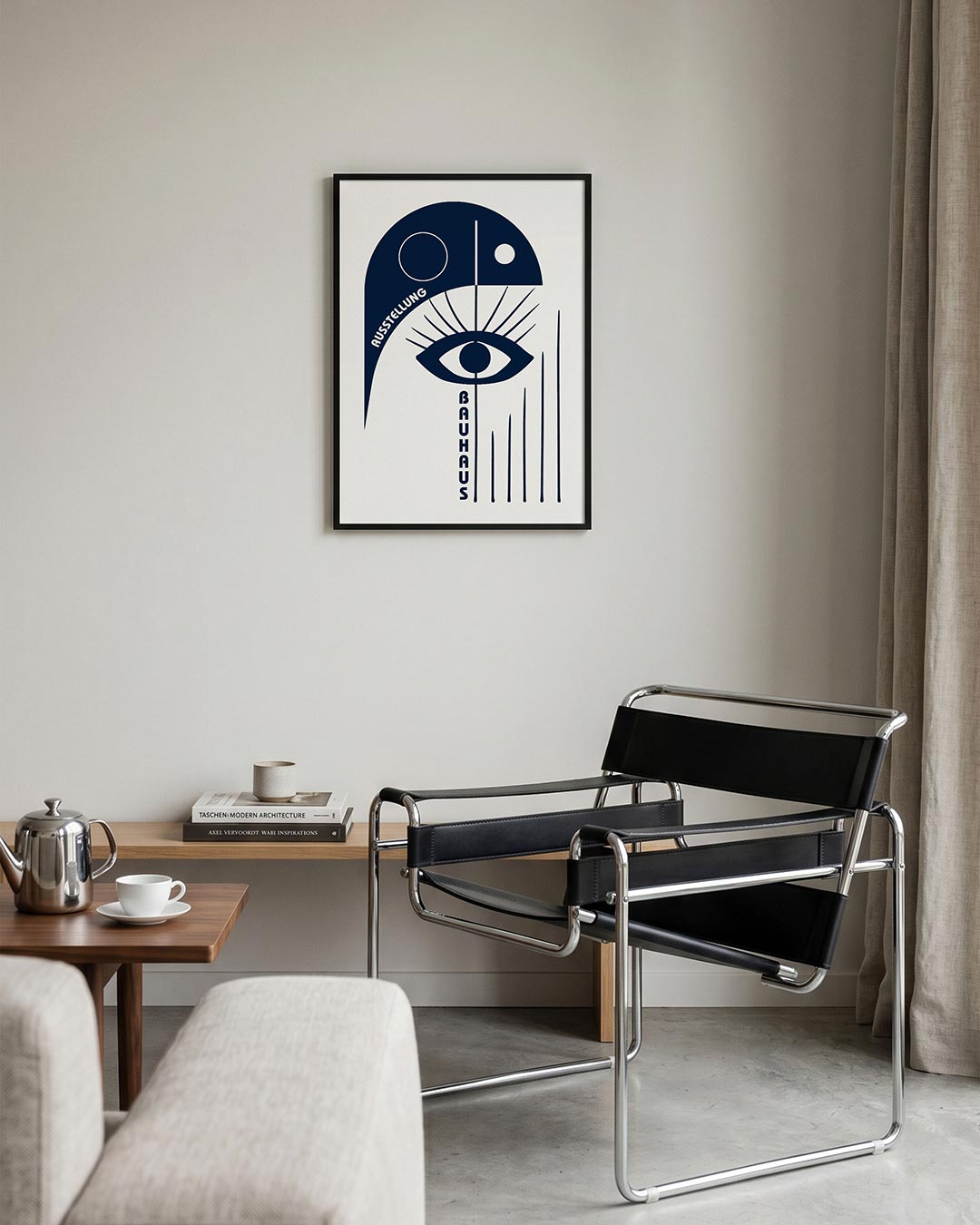 Oog en lijnen – geometrische Bauhaus poster in staand formaat