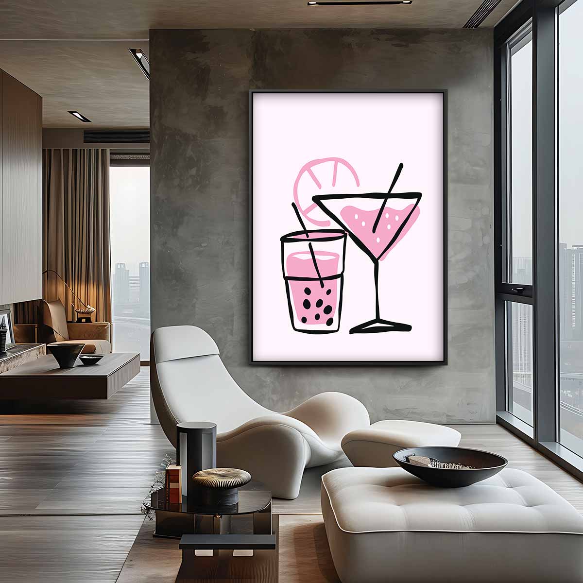 Verfrissende Cocktail Illustratie – plexiglas kunstwerk als wanddecoratie