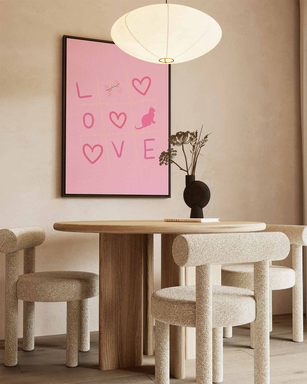 Liefdevolle Tic-Tac-Toe Kunst – kunstwerk met zwarte baklijst