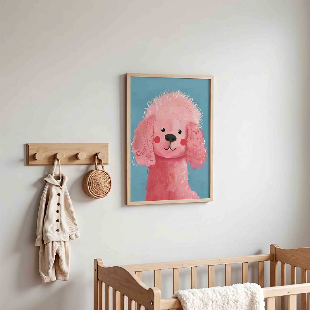 Roze hond – kinderposter in staand formaat