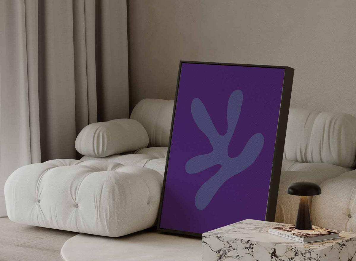 Speelse Paarse Vormen – canvas kunstwerk als wanddecoratie