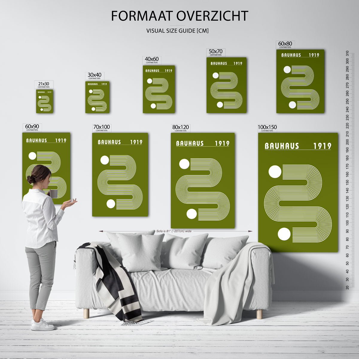 Lijnen en cirkel – Bauhaus poster als moderne geometrische wanddecoratie