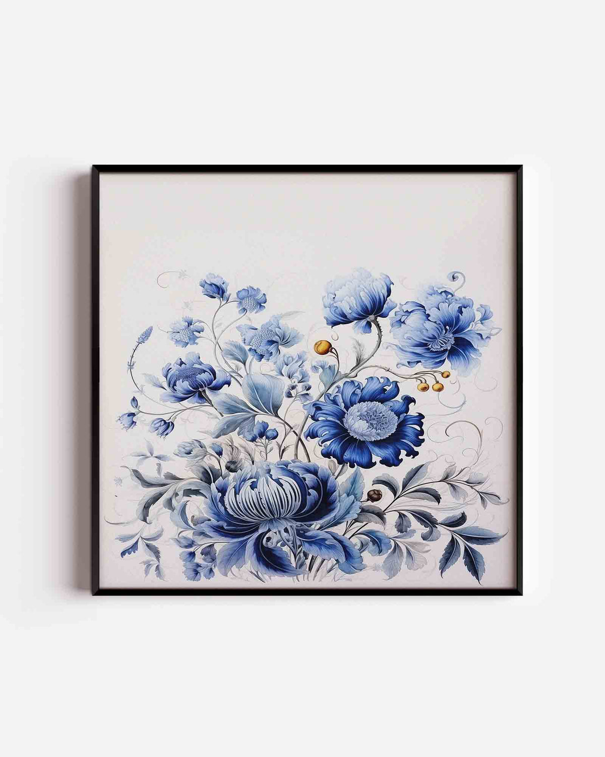 Blauwe bloemen – bloemen vierkante poster als wanddecoratie
