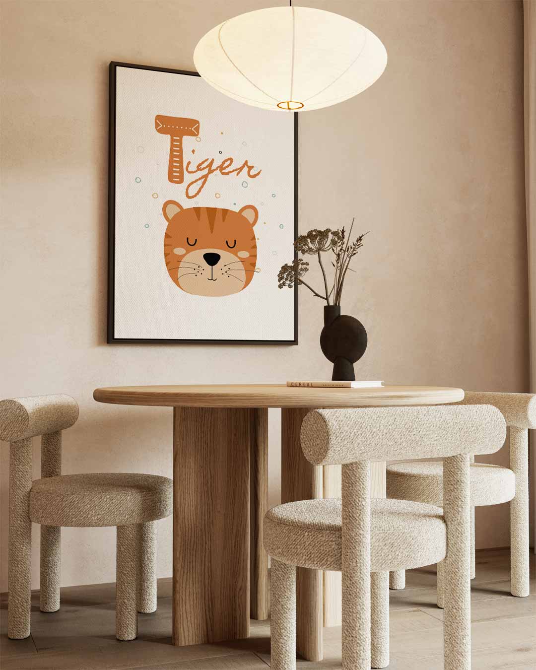 Schattige Tijger Illustratie – staand kunstwerk voor modern interieur
