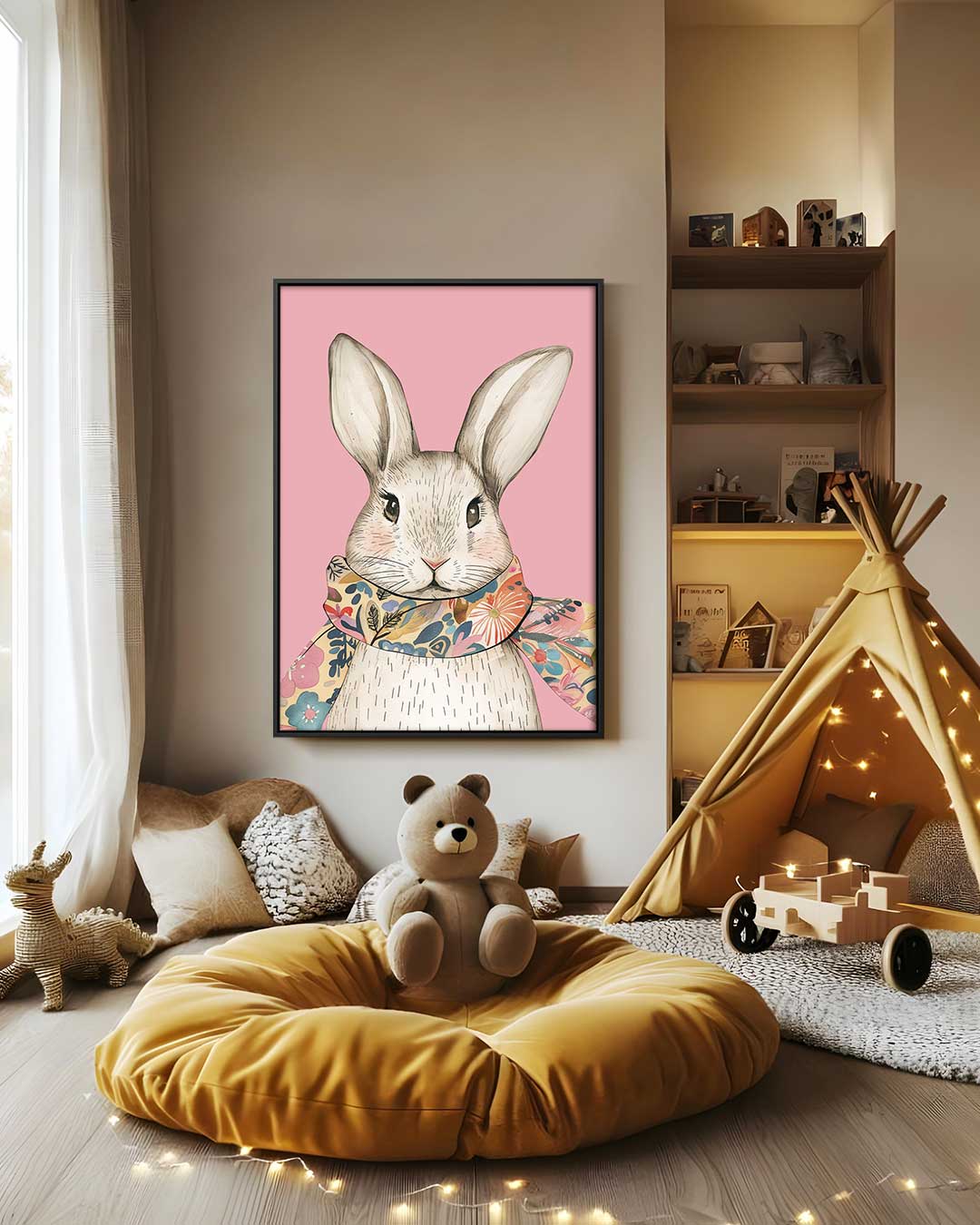Stijlvolle Konijn Illustratie – staand kunstwerk voor modern interieur