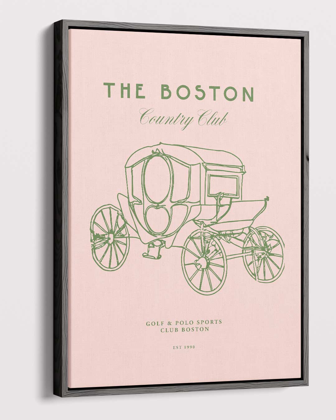 Vintage Boston Koets Illustratie – canvas wanddecoratie in portret formaat