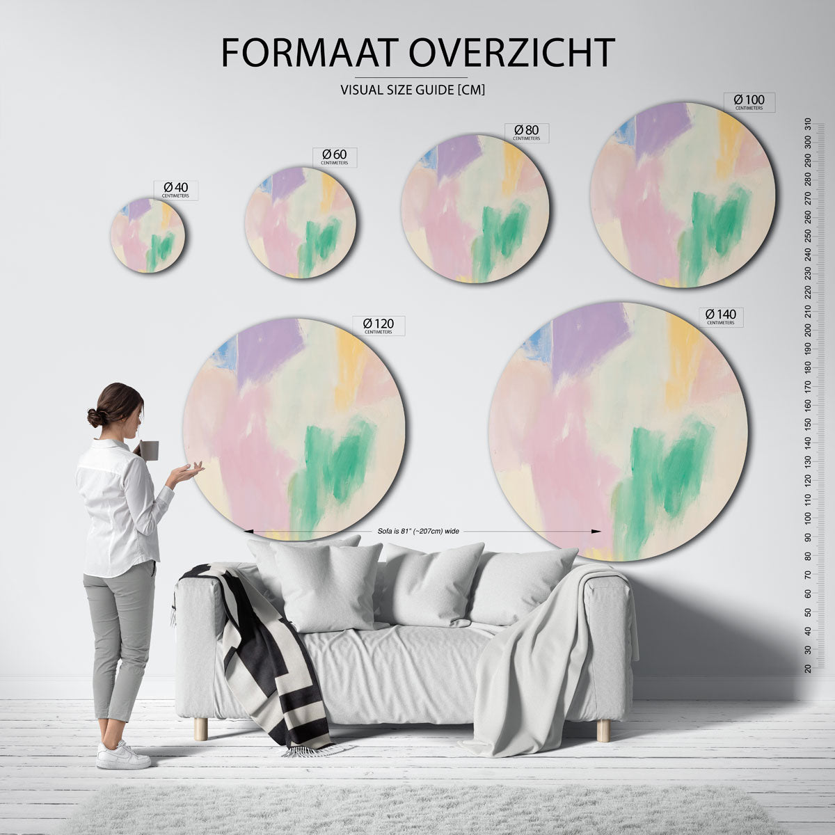 Abstracte – kleurrijke wandkunst als muurcirkel