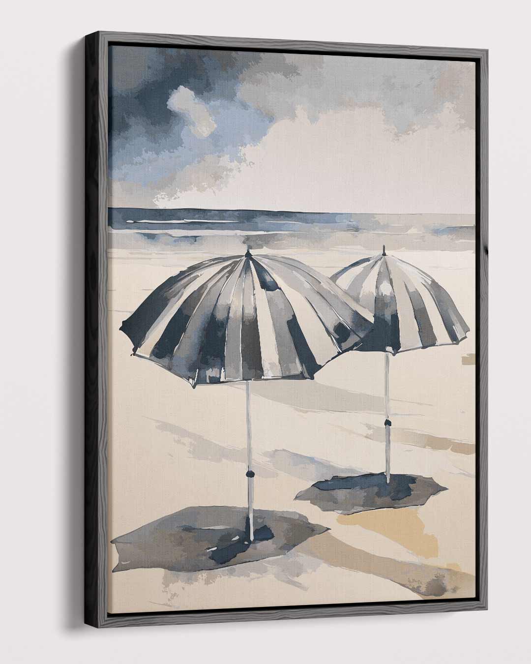 Strandparadijs Met Paraplu's – dibond kunstwerk als wanddecoratie