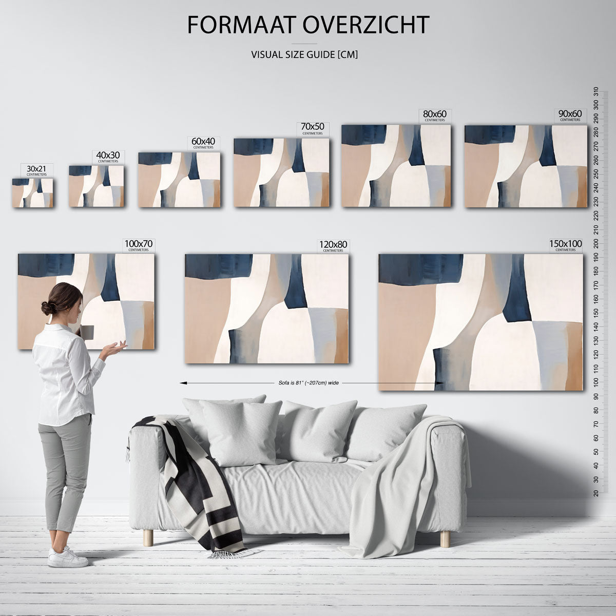 Abstracte vormen – liggende muurposter met kleurrijke abstracte vormen