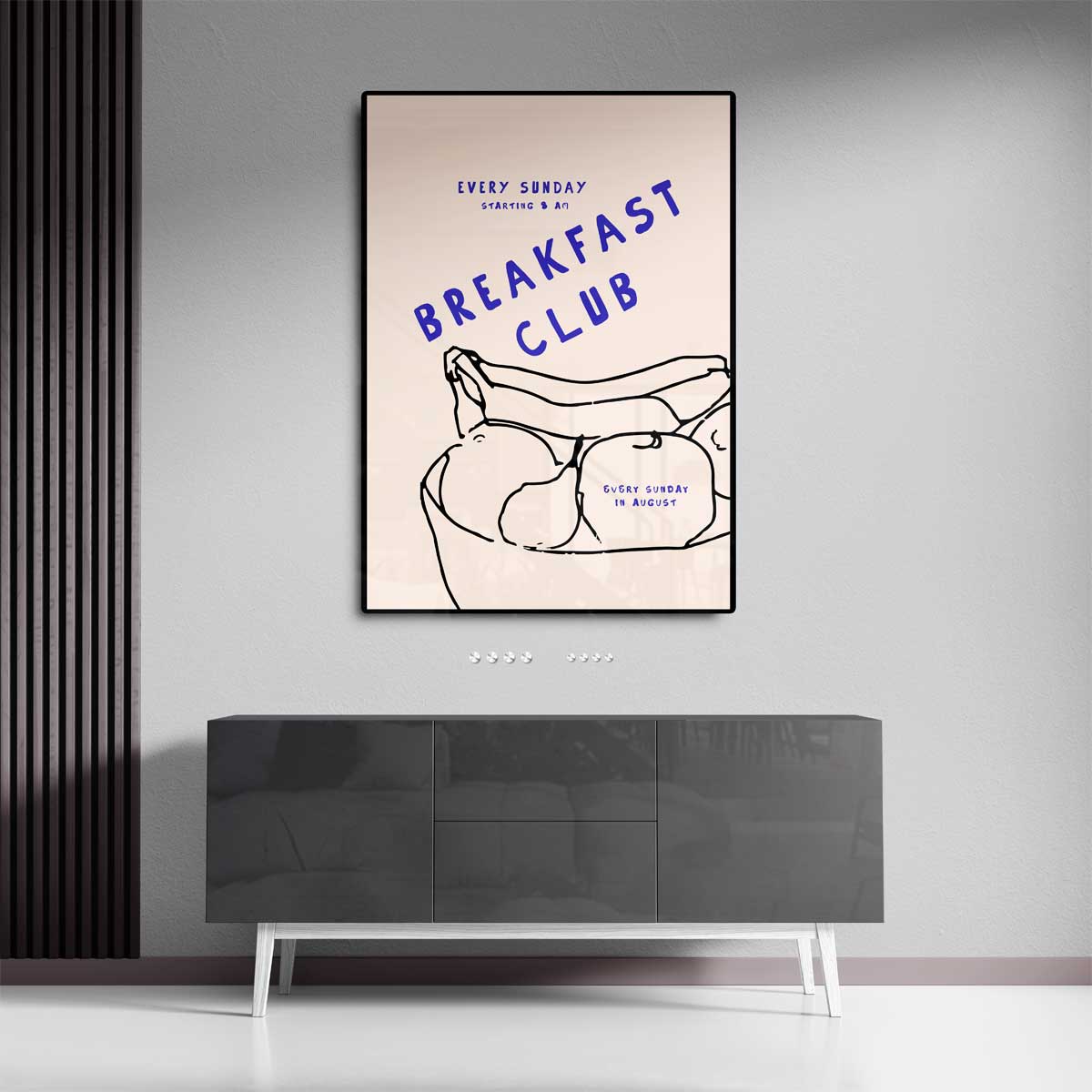 Breakfast Club Illustratie – canvas kunstwerk als wanddecoratie