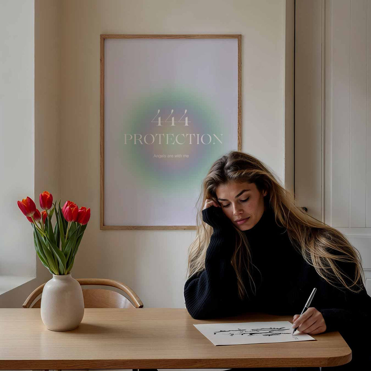 Engelachtige Beschermingsposter – mindful poster als rustige wanddecoratie