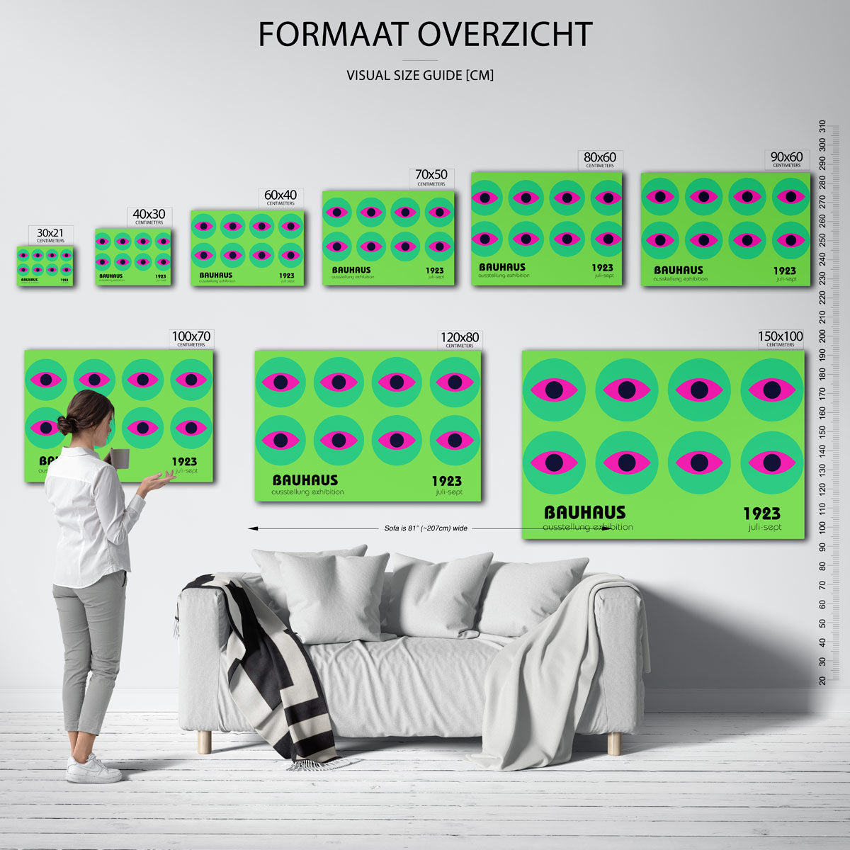 Oogvormen en cirkelritme – geometrische poster in Bauhaus-stijl van WallArtistic