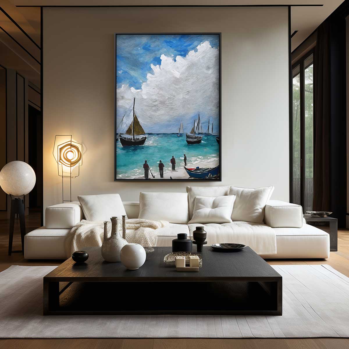 Zomers Dagje aan Zee – kunstwerk met zwarte baklijst