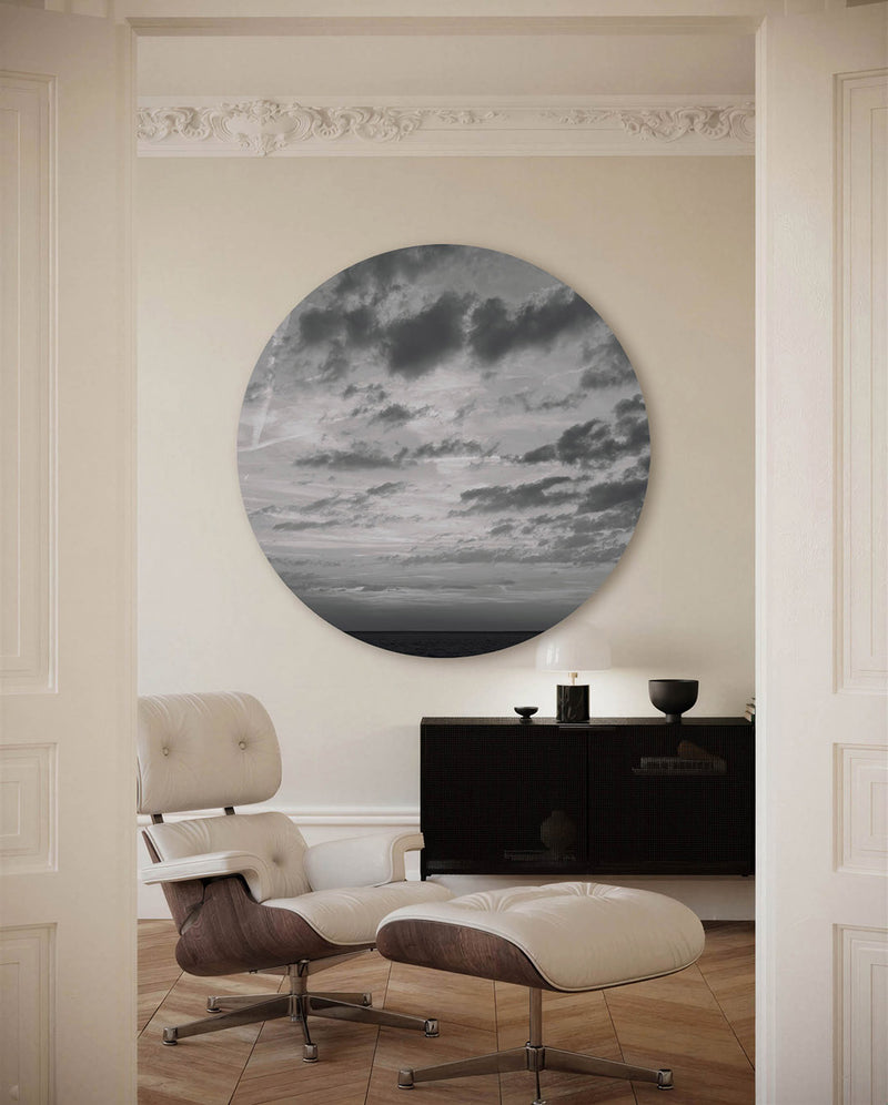 Wolkenlucht – fotografie muurcirkel als ronde wanddecoratie