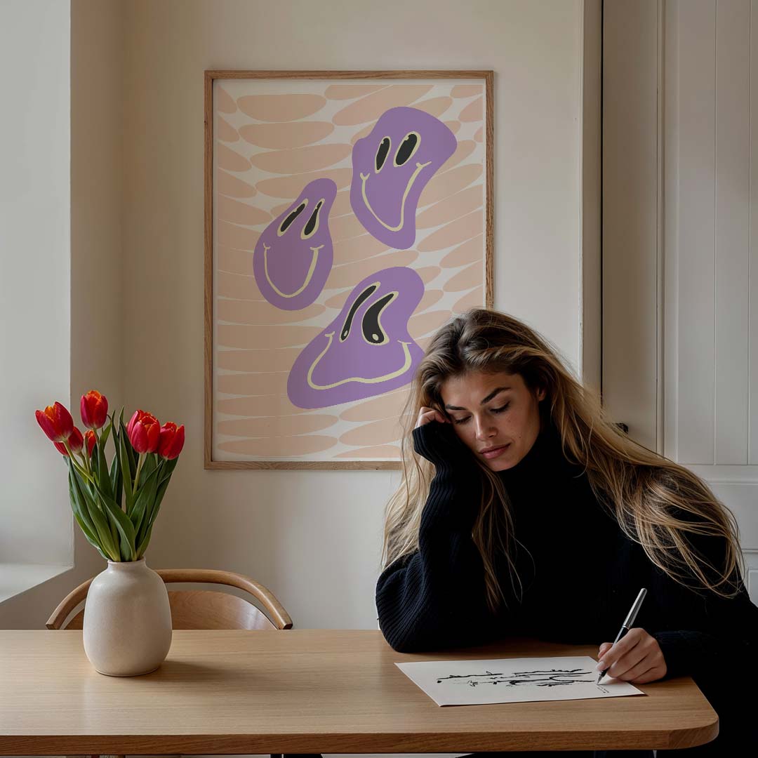 Funky Vrolijke Gezichtjes – staande muurposter voor een modern interieur