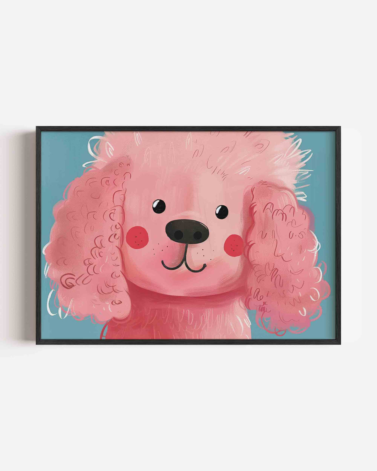 Roze poedel – landscape kinderposter als wanddecoratie