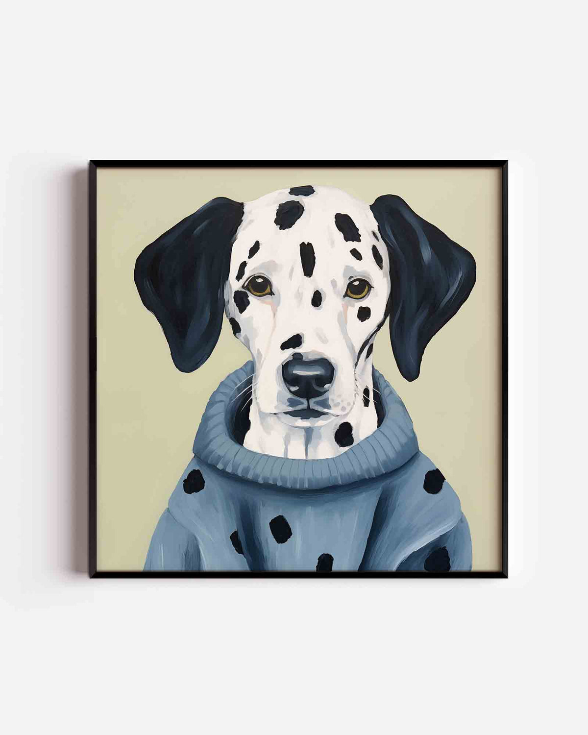 Dalmatier in trui – vierkante dierenposter als wanddecoratie