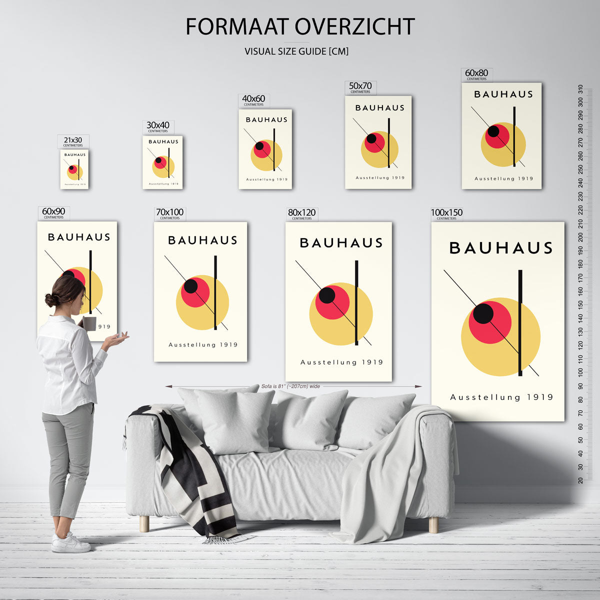 Vorm en lijnenspel – geometrische poster in Bauhaus-stijl van WallArtistic