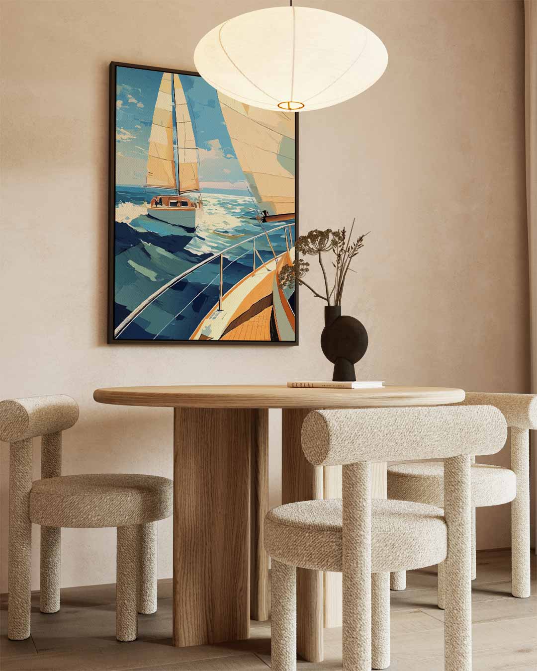 Zeilavontuur op Zee – staand kunstwerk voor modern interieur