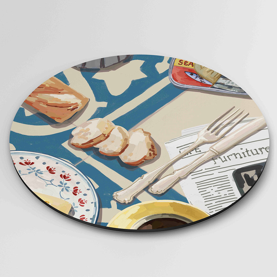 Ontbijt tafel – ronde wanddecoratie met abstract ontwerp