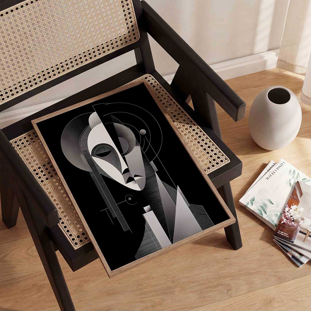 Abstracte gezichtsfiguur – abstracte wandkunst als portret poster