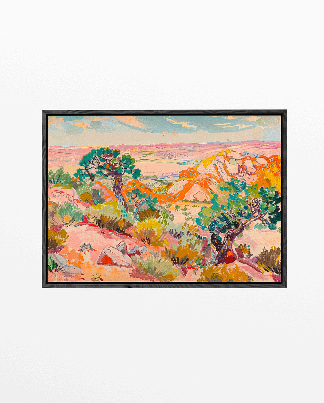 Kleurrijk landschap – liggend modern kunstwerk