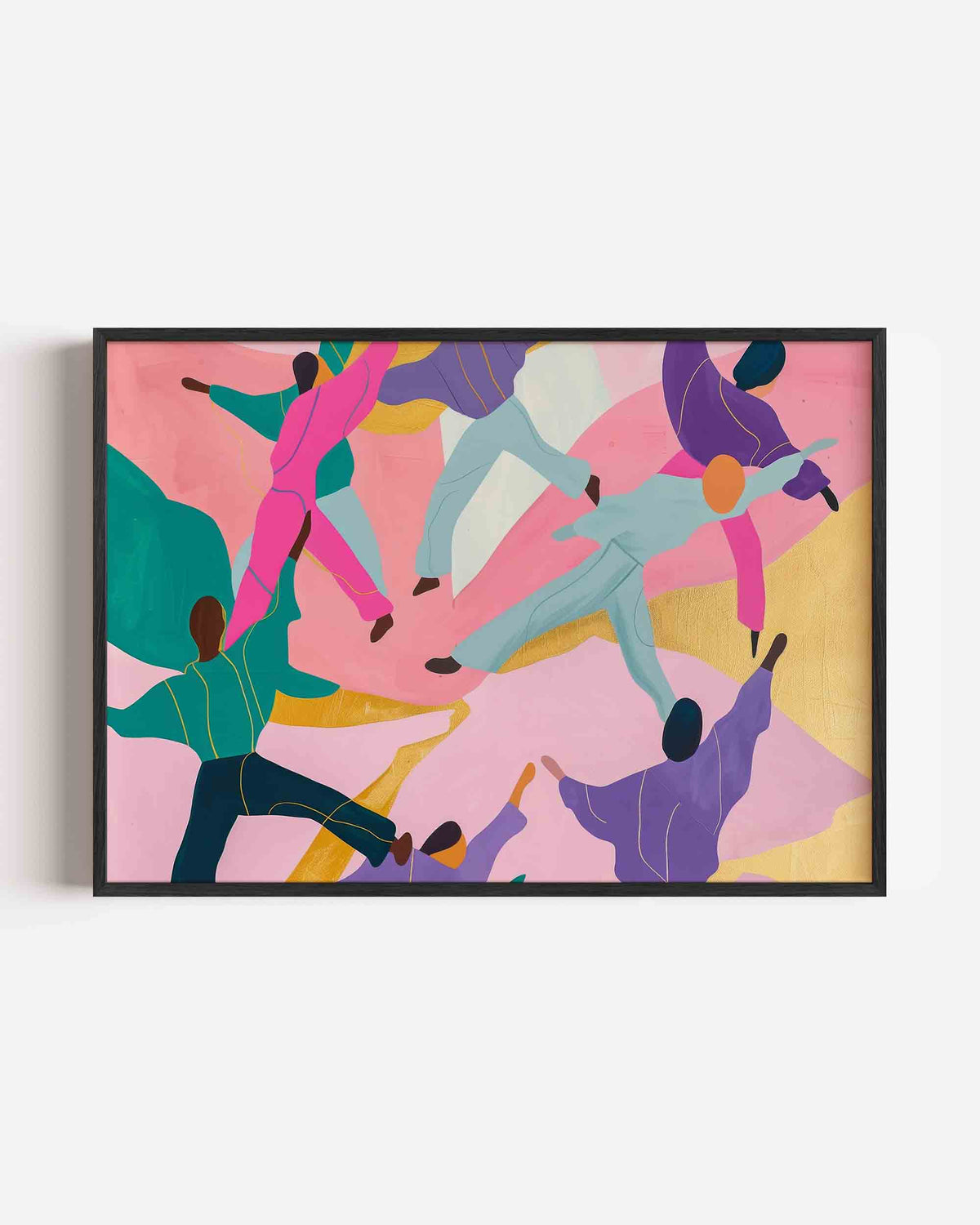 Dansende figuren – bloemen landscape poster als wanddecoratie