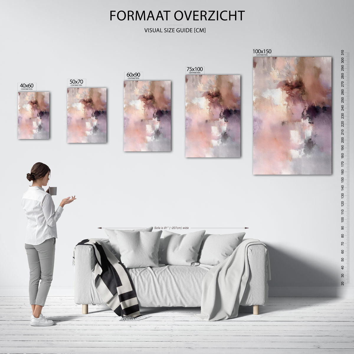 Zachte kleurencompositie – staand wanddecoratie kunstwerk