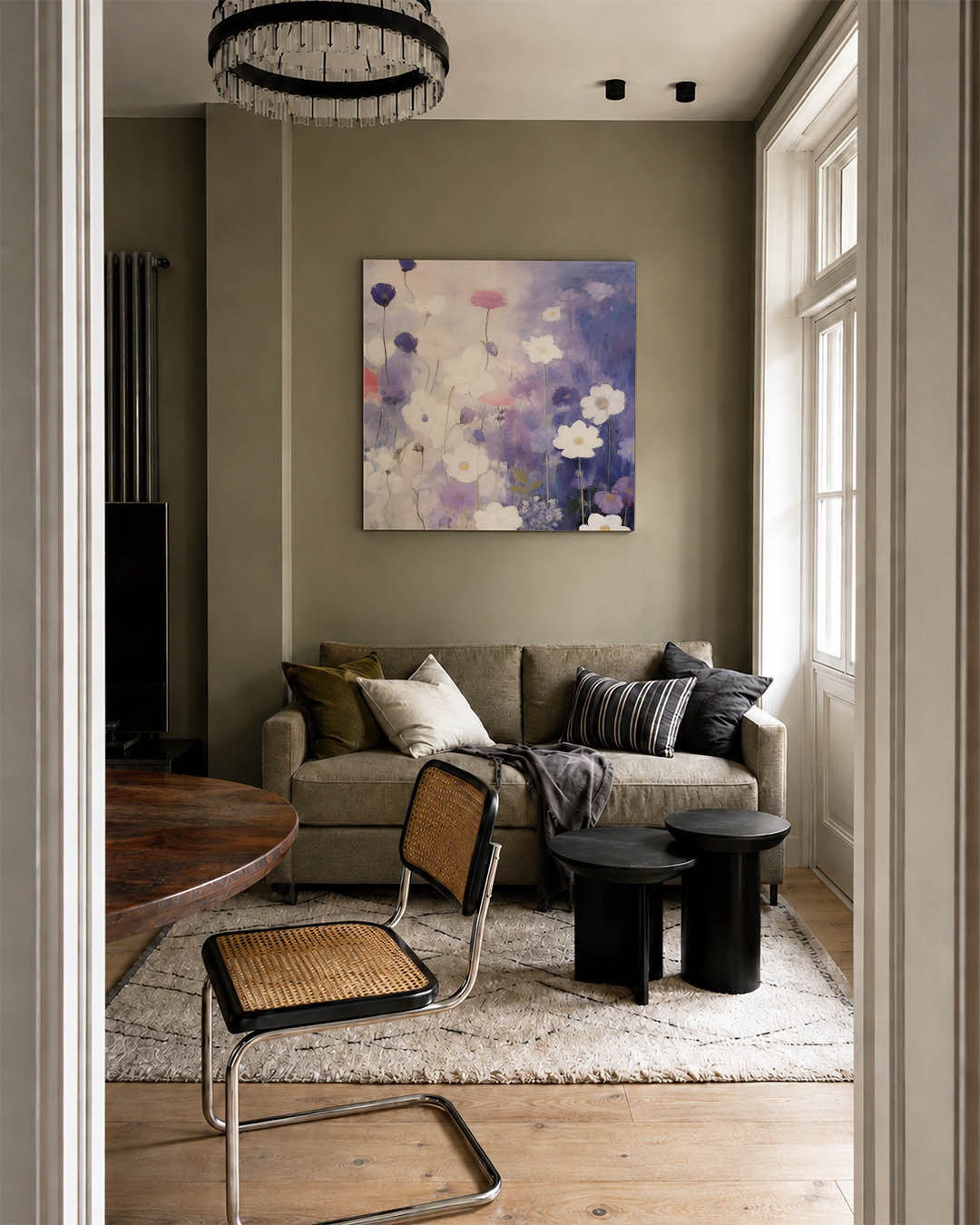 Bloemen in zachte tinten kunstwerk – tweede productweergave – dit werk toont delicate bloemen in een harmonieuze compositie