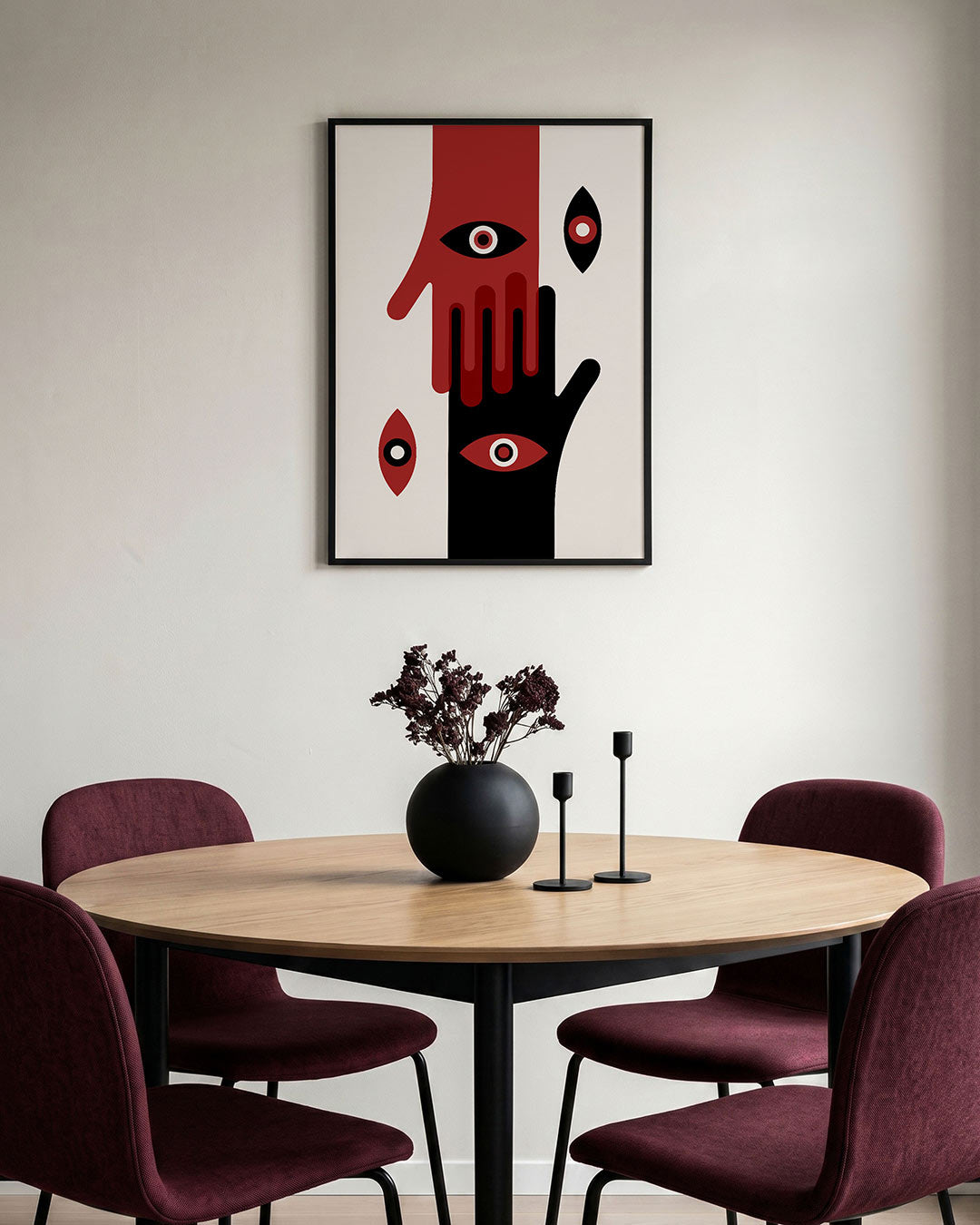 Handen en ogen – staande Bauhaus poster voor aan de muur