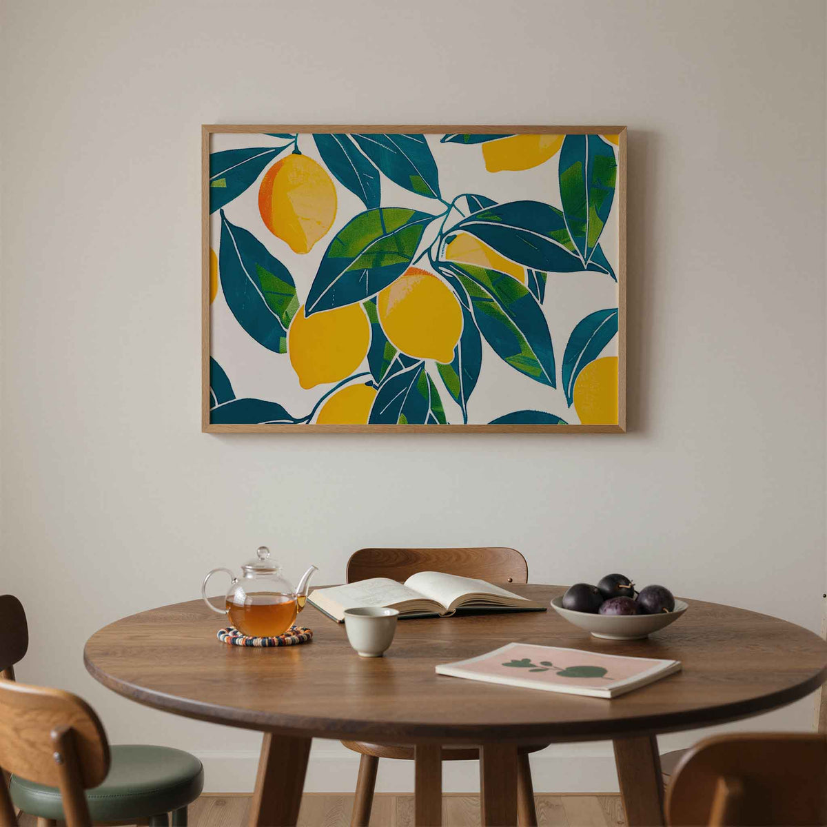 Citroenen en bladeren – liggende moderne wanddecoratie van WallArtistic