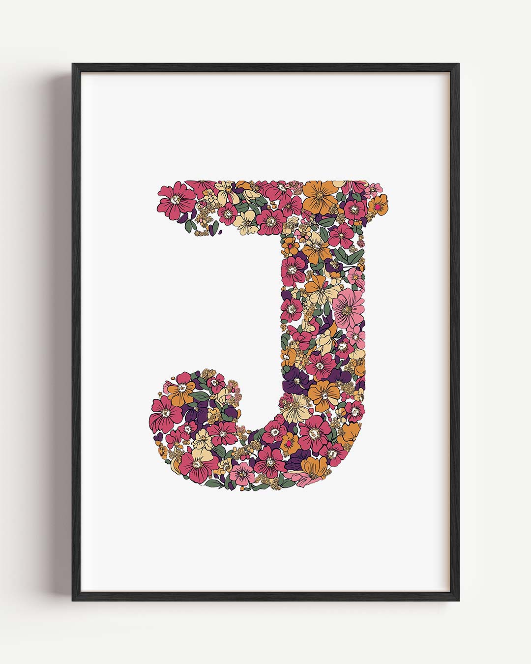 Bloemenschrift J – kids portret poster als wanddecoratie