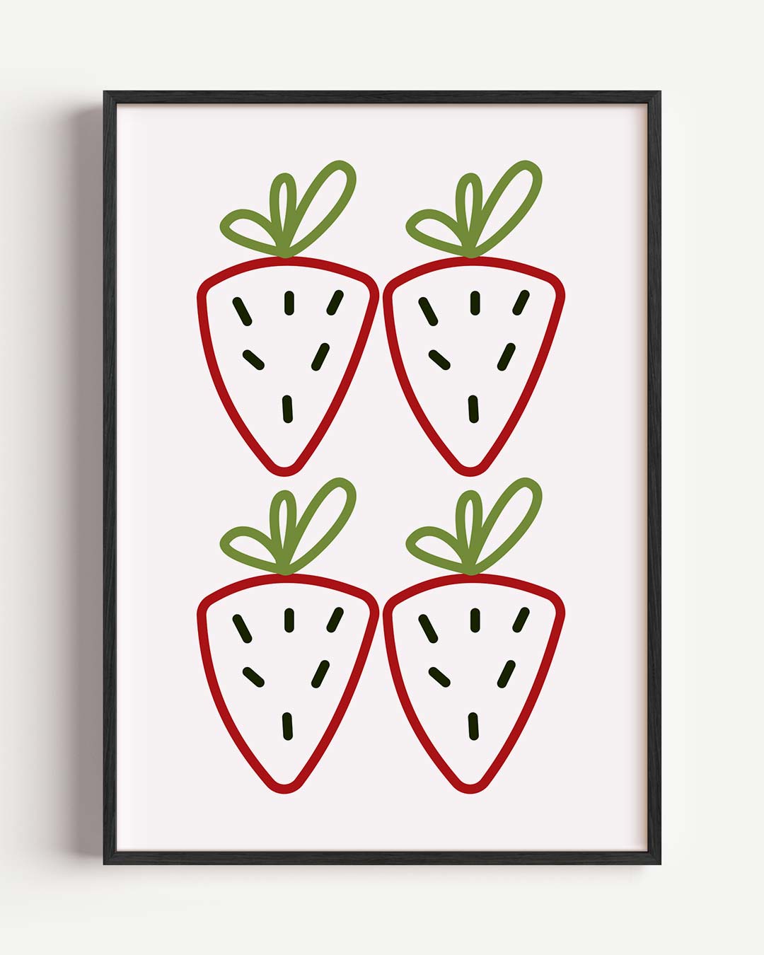 Vrolijke Aardbei Illustratie – keuken portret poster als wanddecoratie