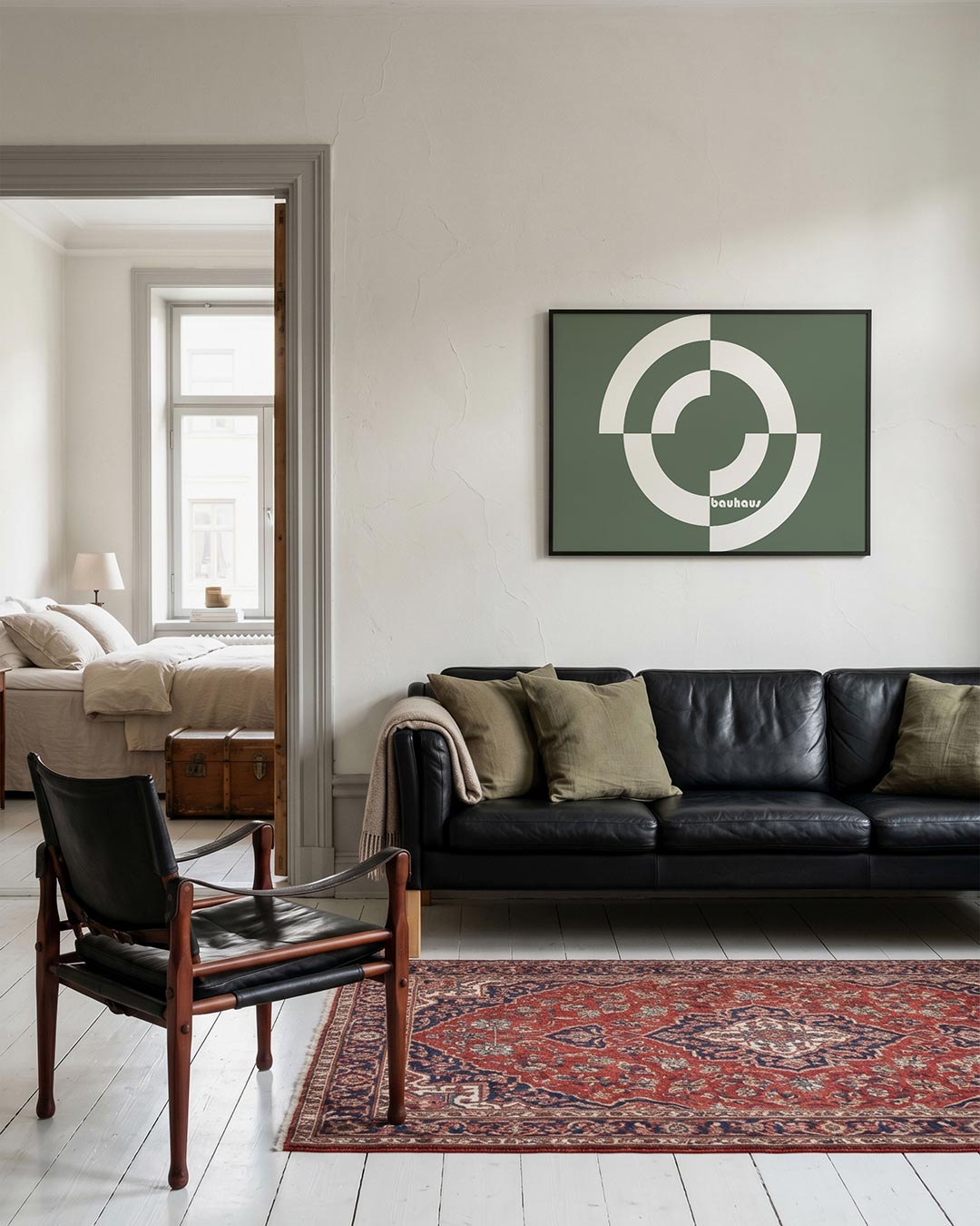 Cirkelvormen en lijnen – geometrische Bauhaus poster in liggend formaat