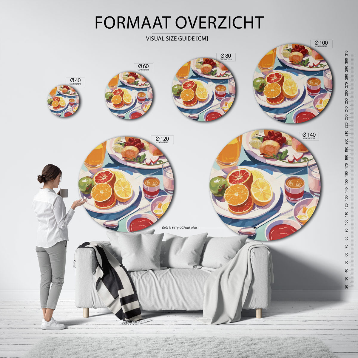 Fruit en drankjes – abstracte wandkunst als muurcirkel van WallArtistic