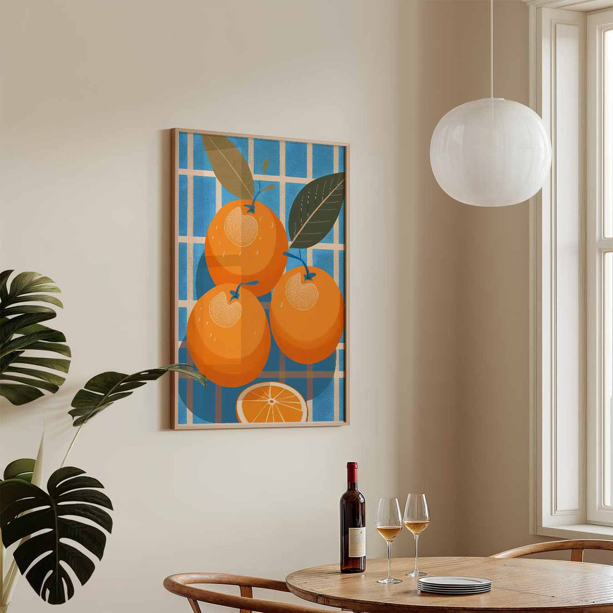 Zomerse Sinaasappelverwondering – keukenposter in staand formaat