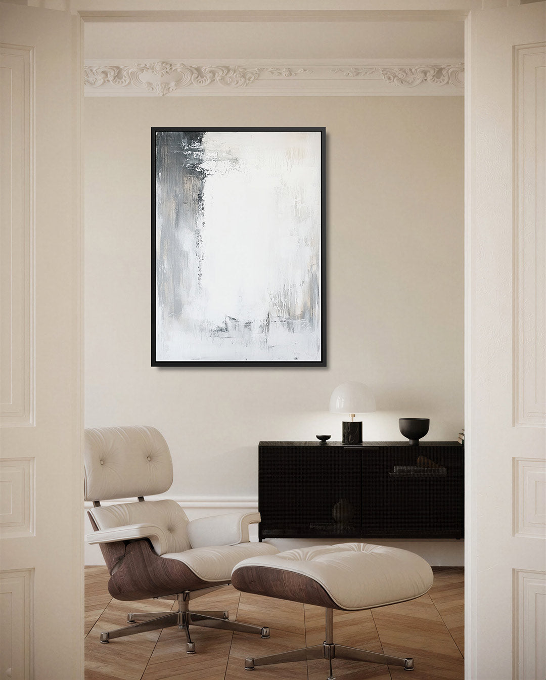 Neutrale kleurencompositie – moderne staande wandkunst