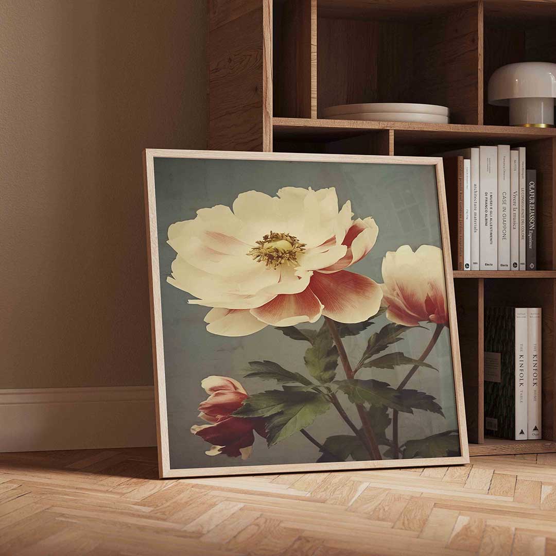 Bloemen in zachte tinten – vintage wandkunst als vierkante poster