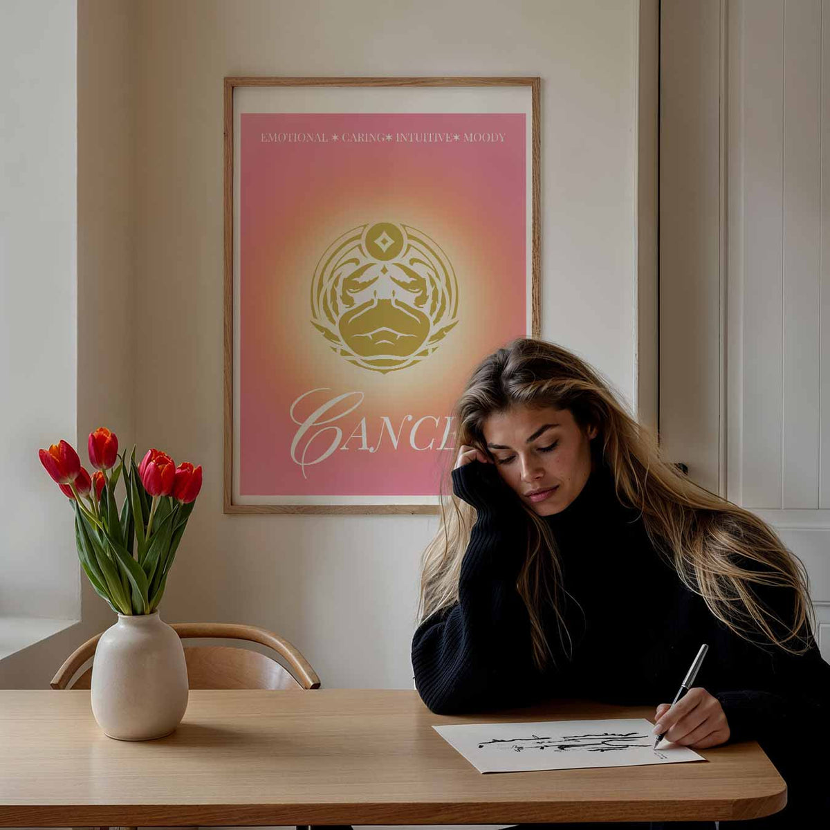 Stijlvolle Kreeft Sterrenbeeld – mindful poster als rustige wanddecoratie
