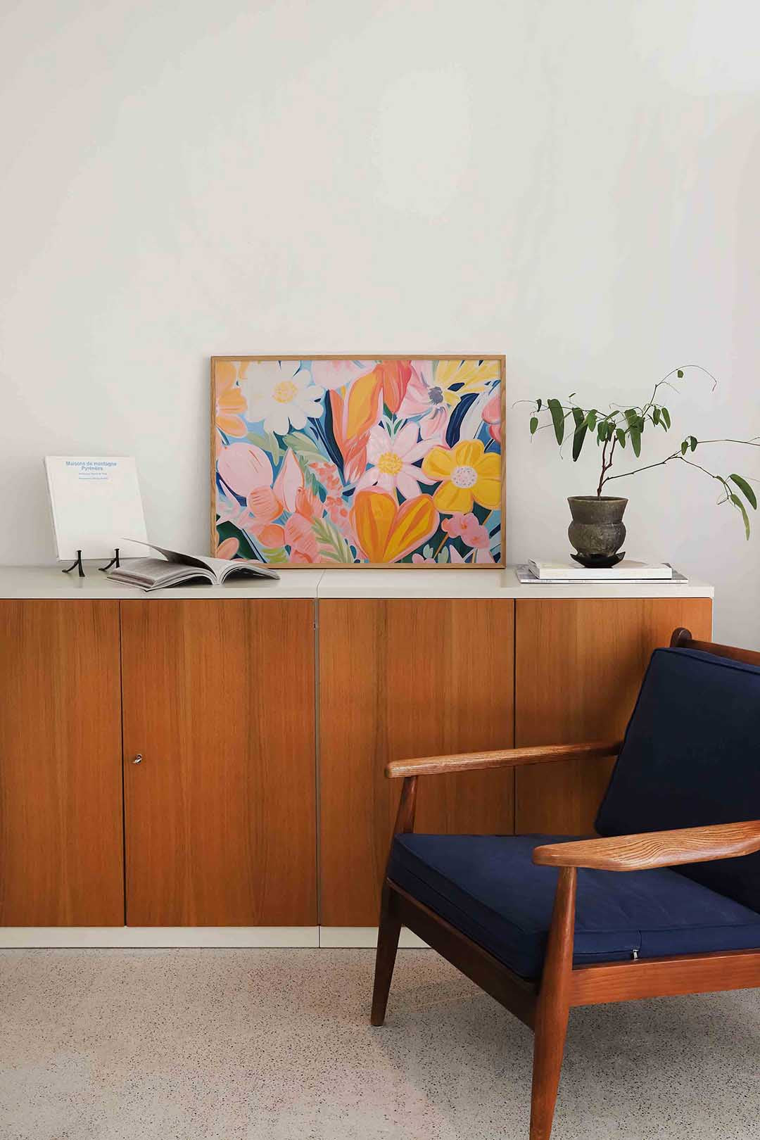 Bloemenpracht – liggende bloemen wanddecoratie van WallArtistic