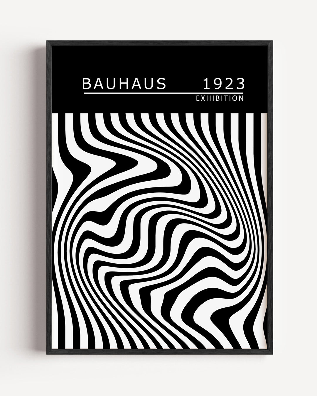 Zwart wit golven – staande Bauhaus poster als wanddecoratie