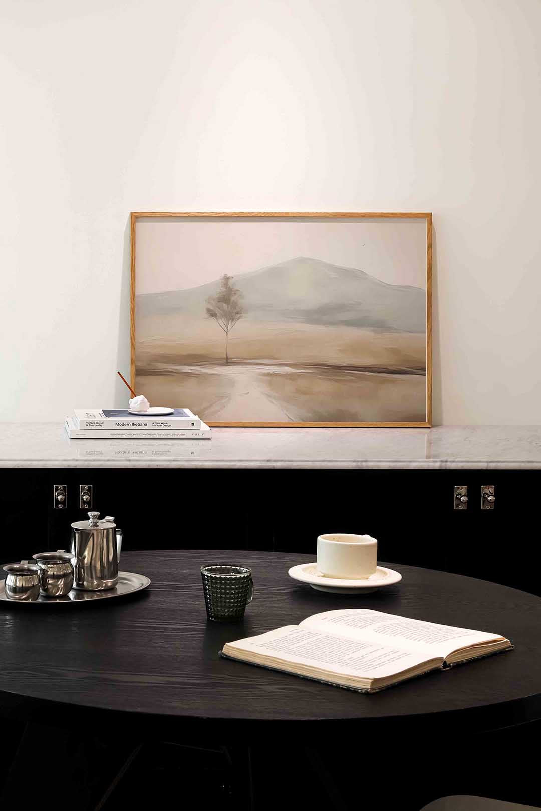 Landschap met boom – abstracte poster in liggend formaat