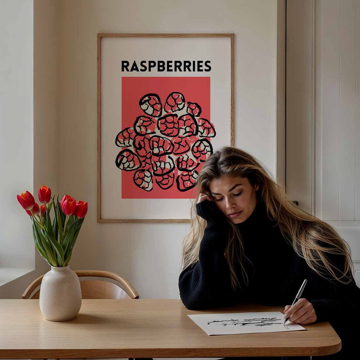 Frisse Frambozen Illustratieposter – keuken portret poster, afbeelding 7