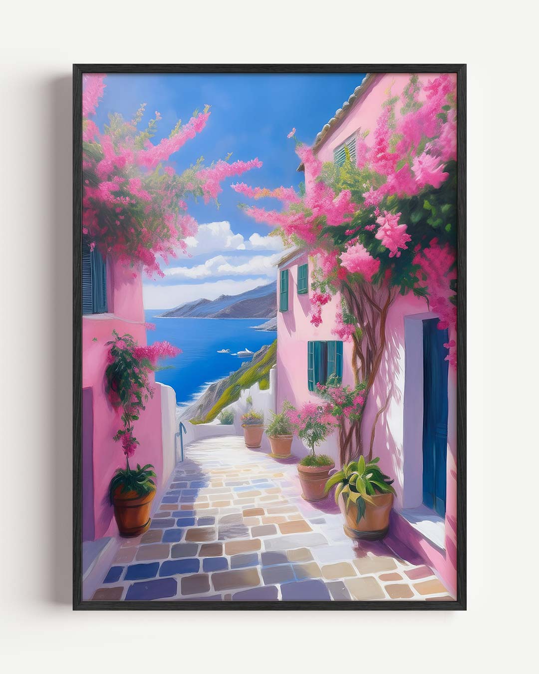 Droomachtige Mediterraanse Haven – Popart en Streetart portret poster als wanddecoratie