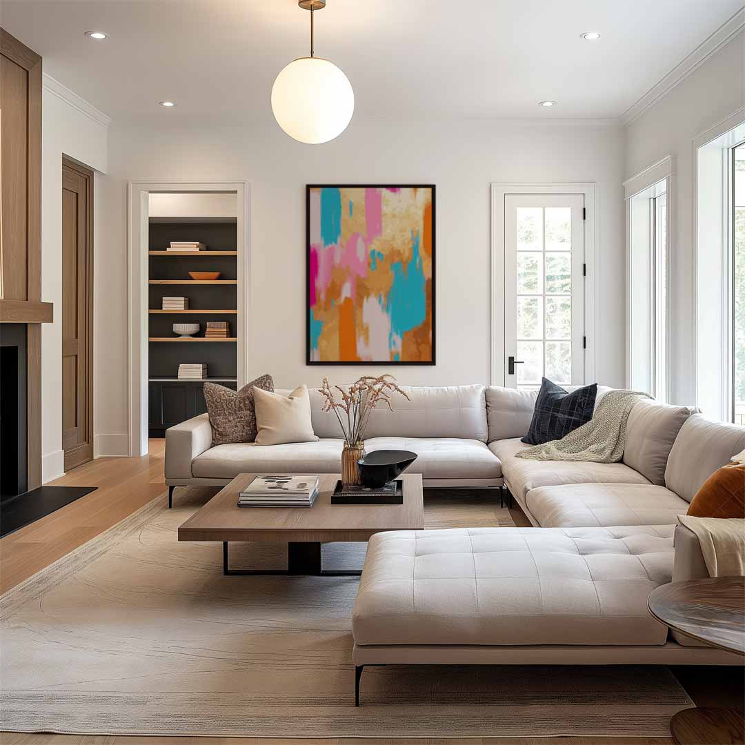 Kleurenexplosie Abstract Schilderij – staand kunstwerk voor modern interieur