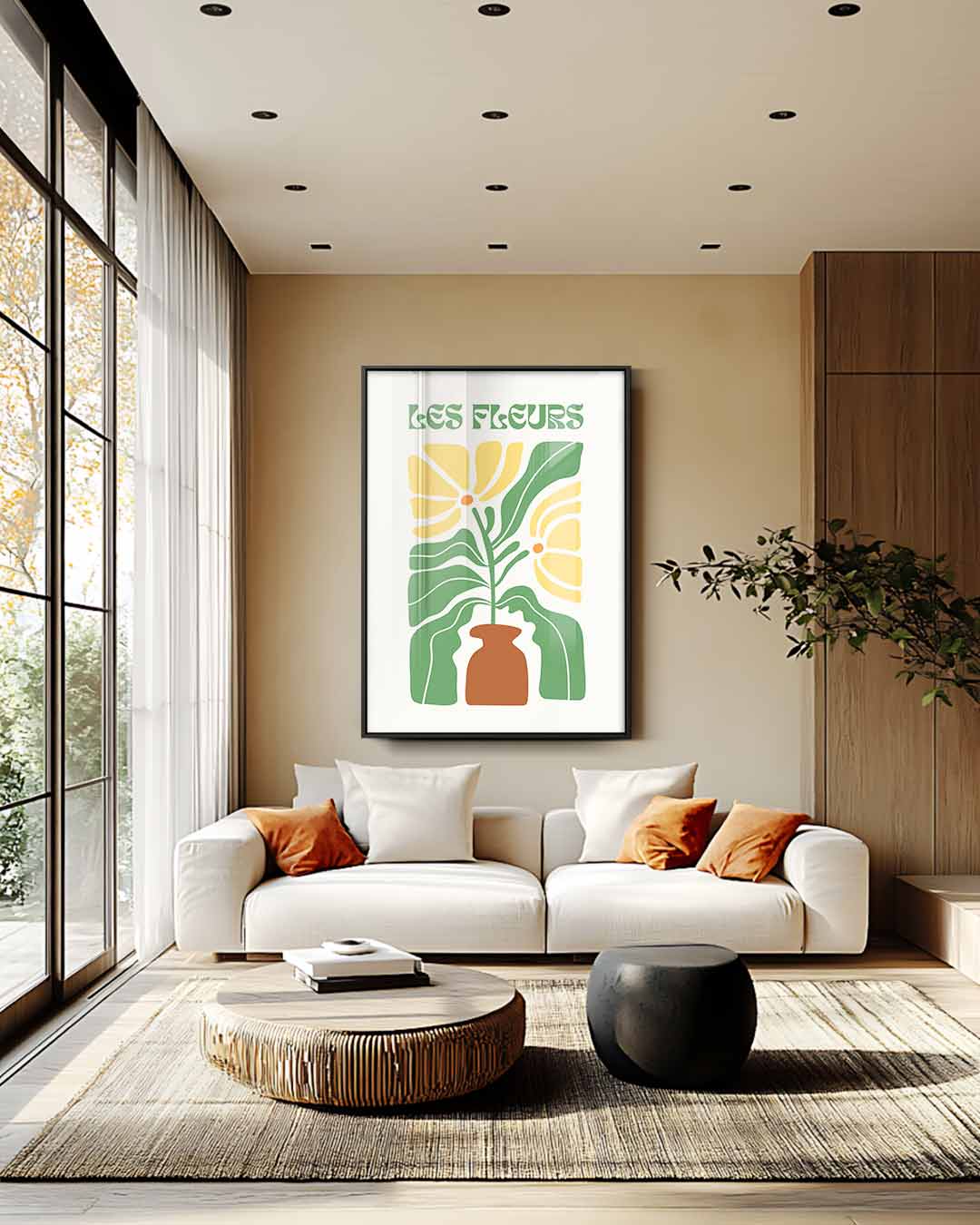 Bloemen in Vaas kunstposter – kunstwerk met zwarte baklijst