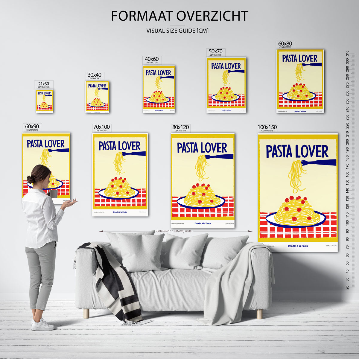 Pasta op vork – staande muurposter met Pop Art uitstraling