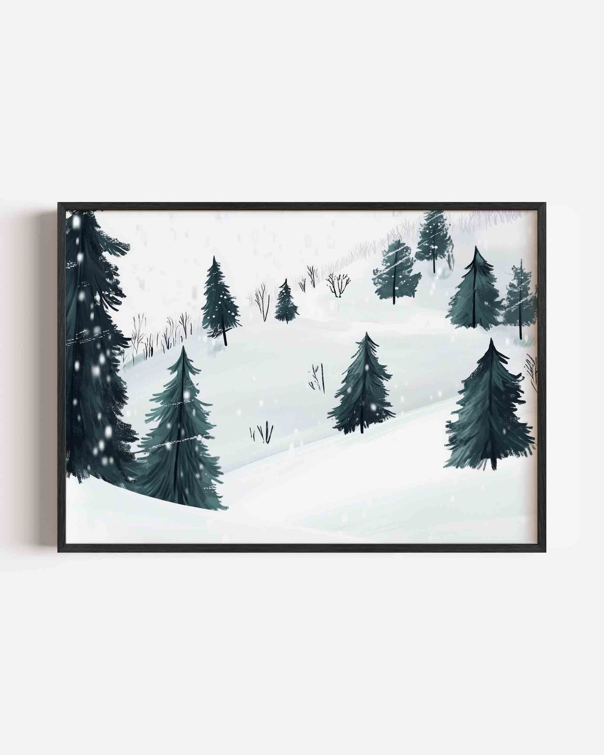 Winterlandschap met dennenbomen – landscape kinderposter als wanddecoratie