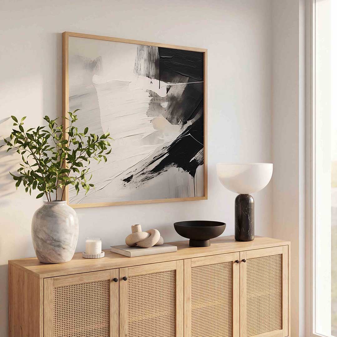Abstracte zwart wit – abstracte wandkunst als vierkante poster