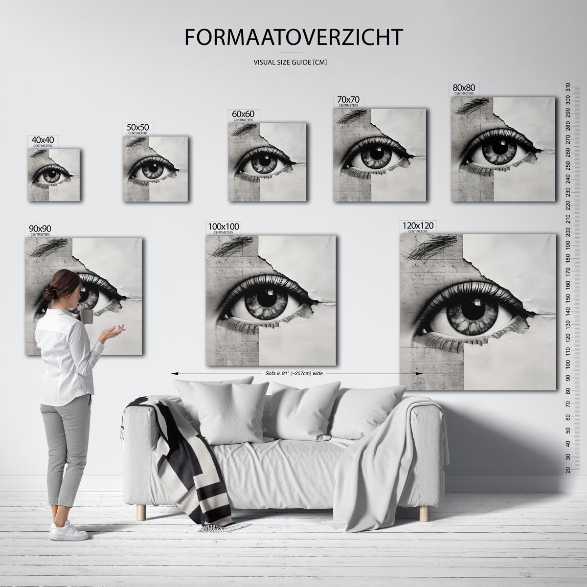 Oog en textuur – vierkante muurposter met kleurrijke vormen